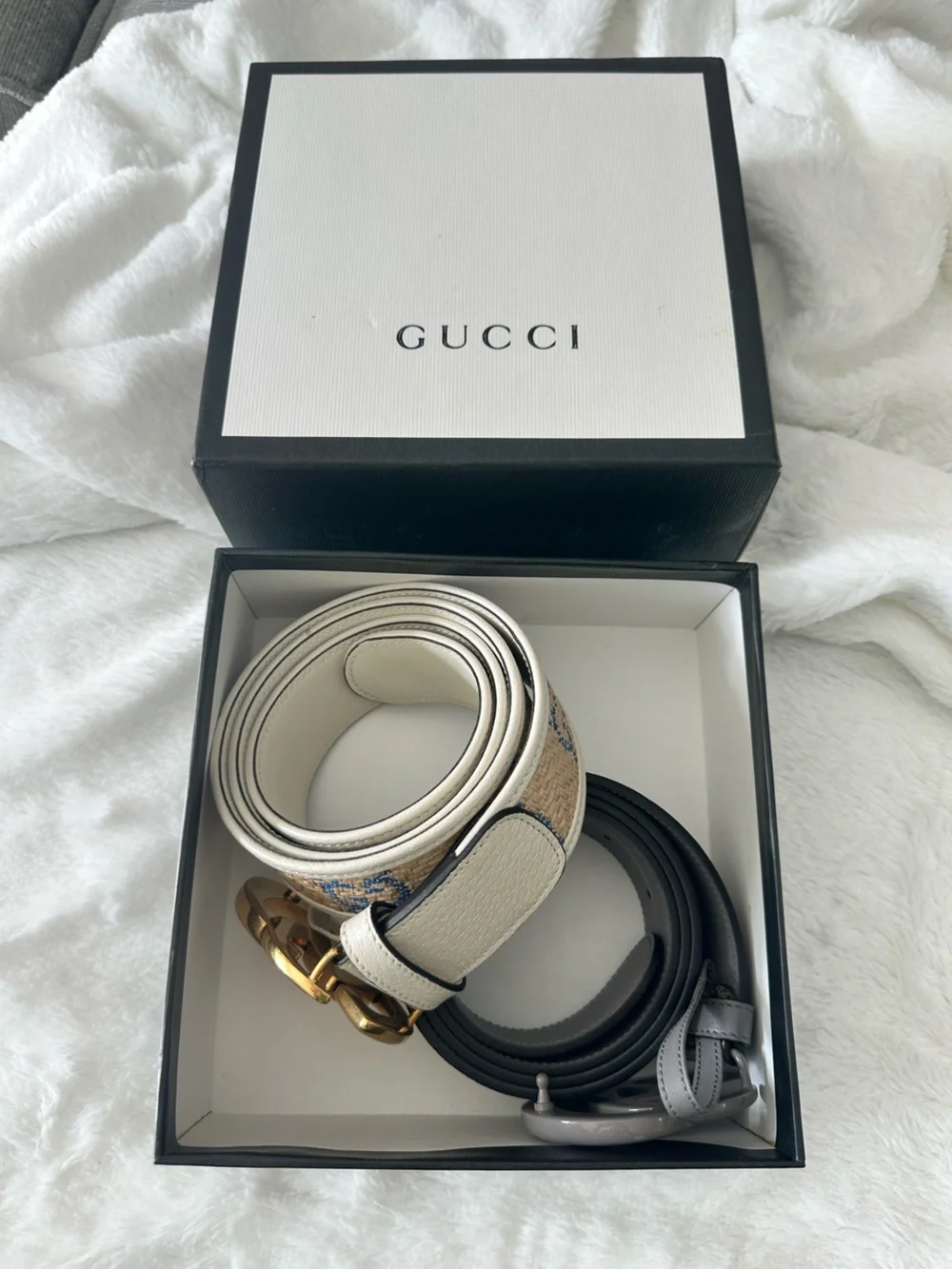 Gucci Authentic Women's set of 2 Leather GG Embellished monogrammed Belts 100